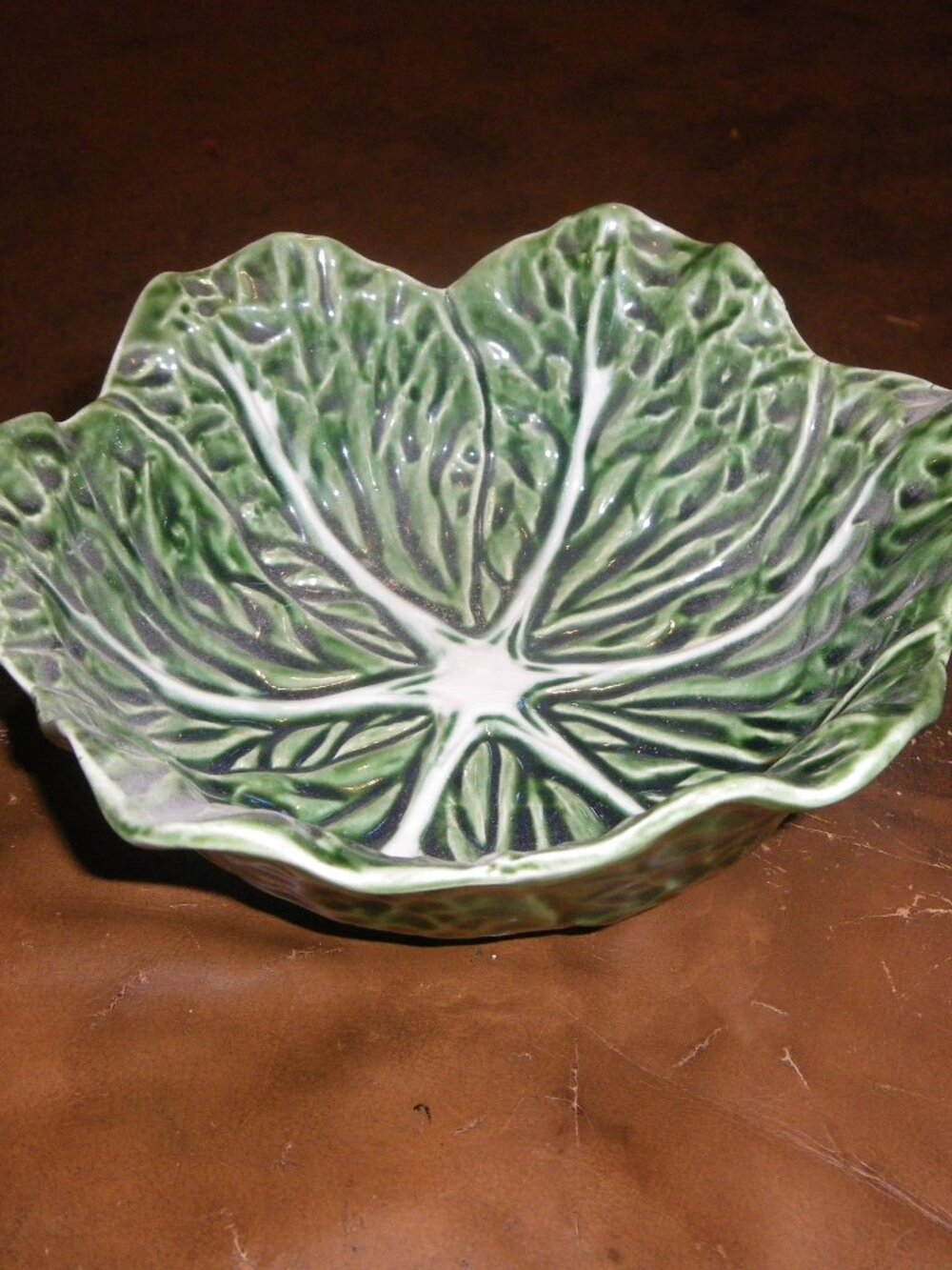 Vintage Ceramic Lettuce / Cabbage Leaf Shaped Serving Bowl
